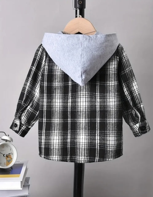 Plaid Hooded Long Sleeve Shirt/Jacket