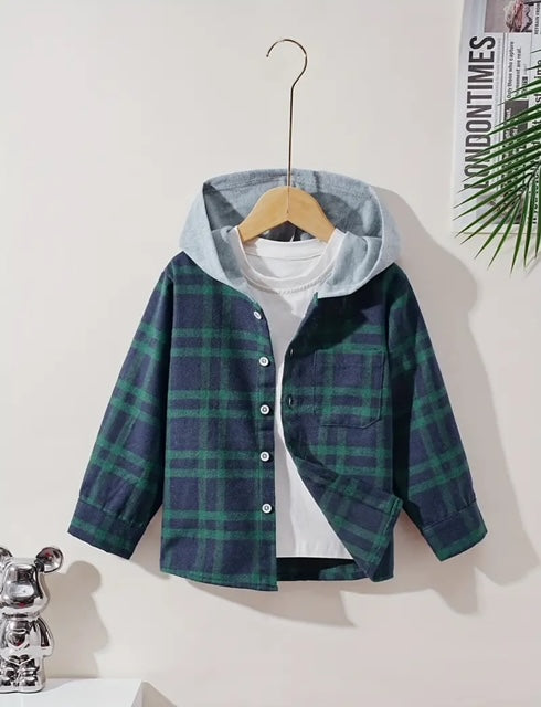 Plaid Hooded Long Sleeve Shirt/Jacket