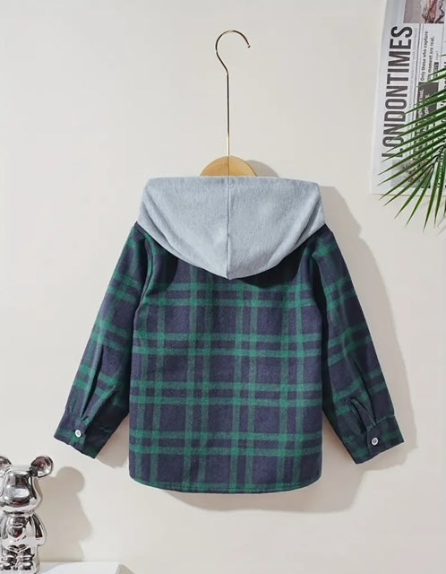 Plaid Hooded Long Sleeve Shirt/Jacket