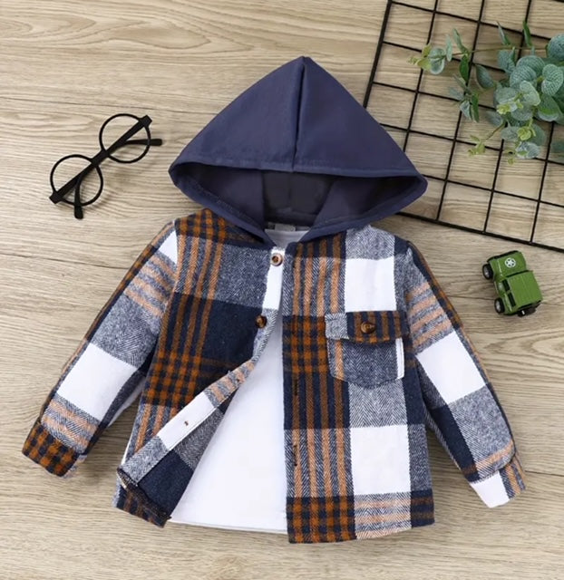 Plaid Hooded Long Sleeve Shirt/Jacket