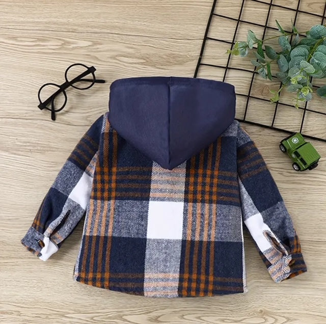 Plaid Hooded Long Sleeve Shirt/Jacket