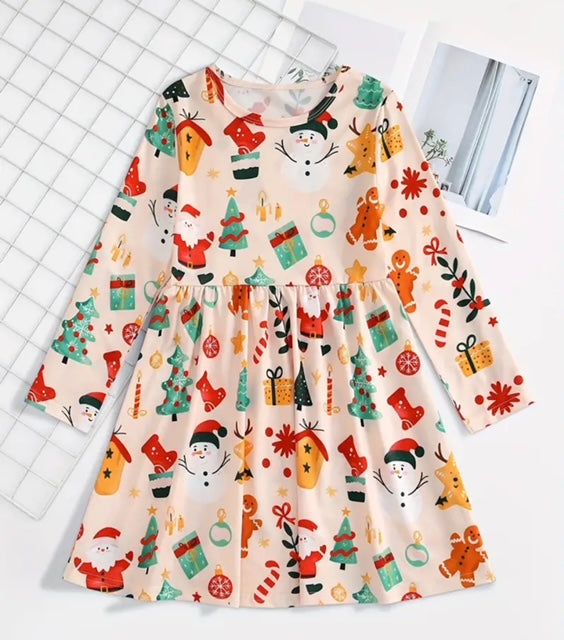 Christmas Explosion long sleeve A-line Dress