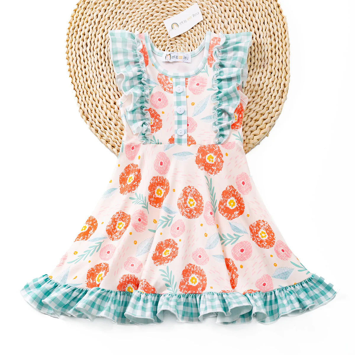 Jeannie-flutter sleeve A-line floral dress