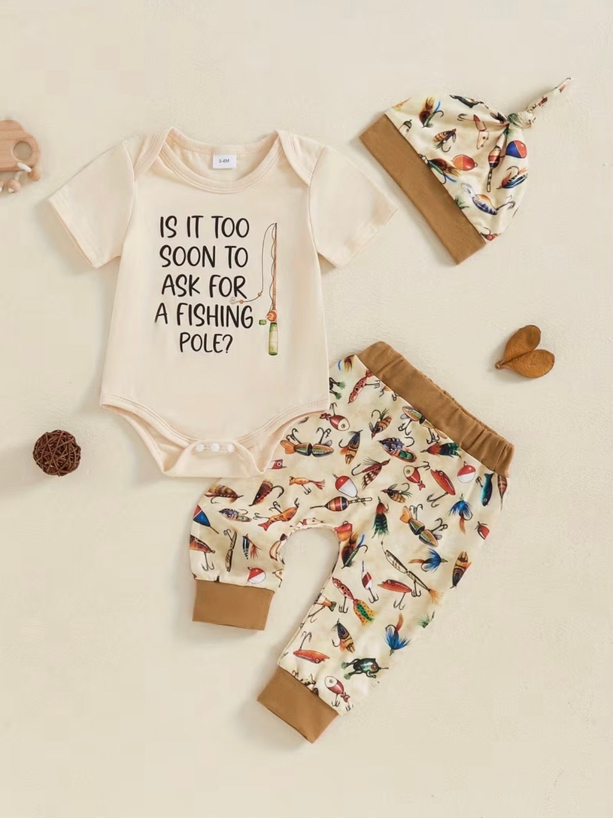 Fishing Pole Yet? 3 piece baby/toddler set