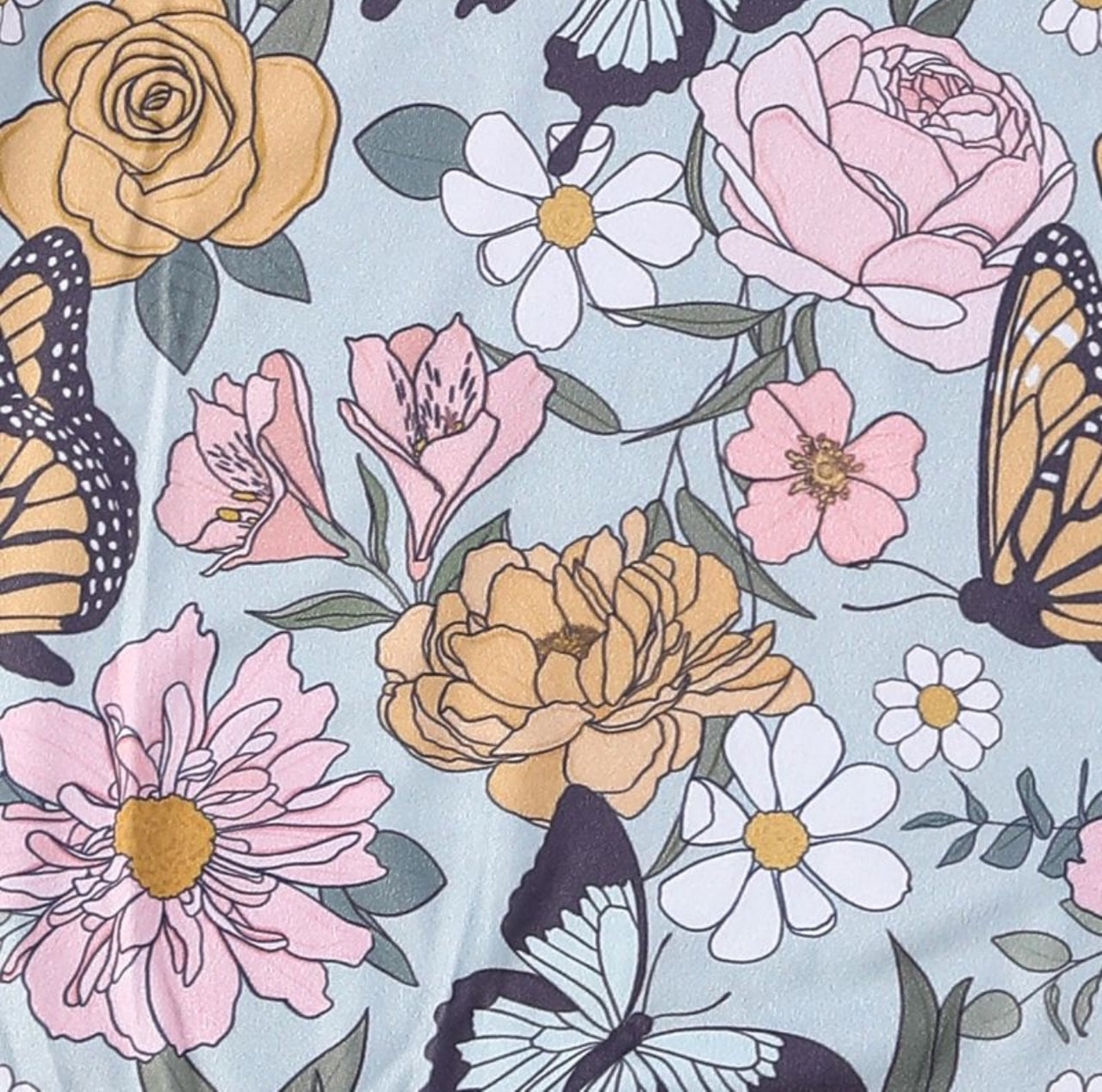 Aqua Butterfly Garden Flutter Sleeve Dress