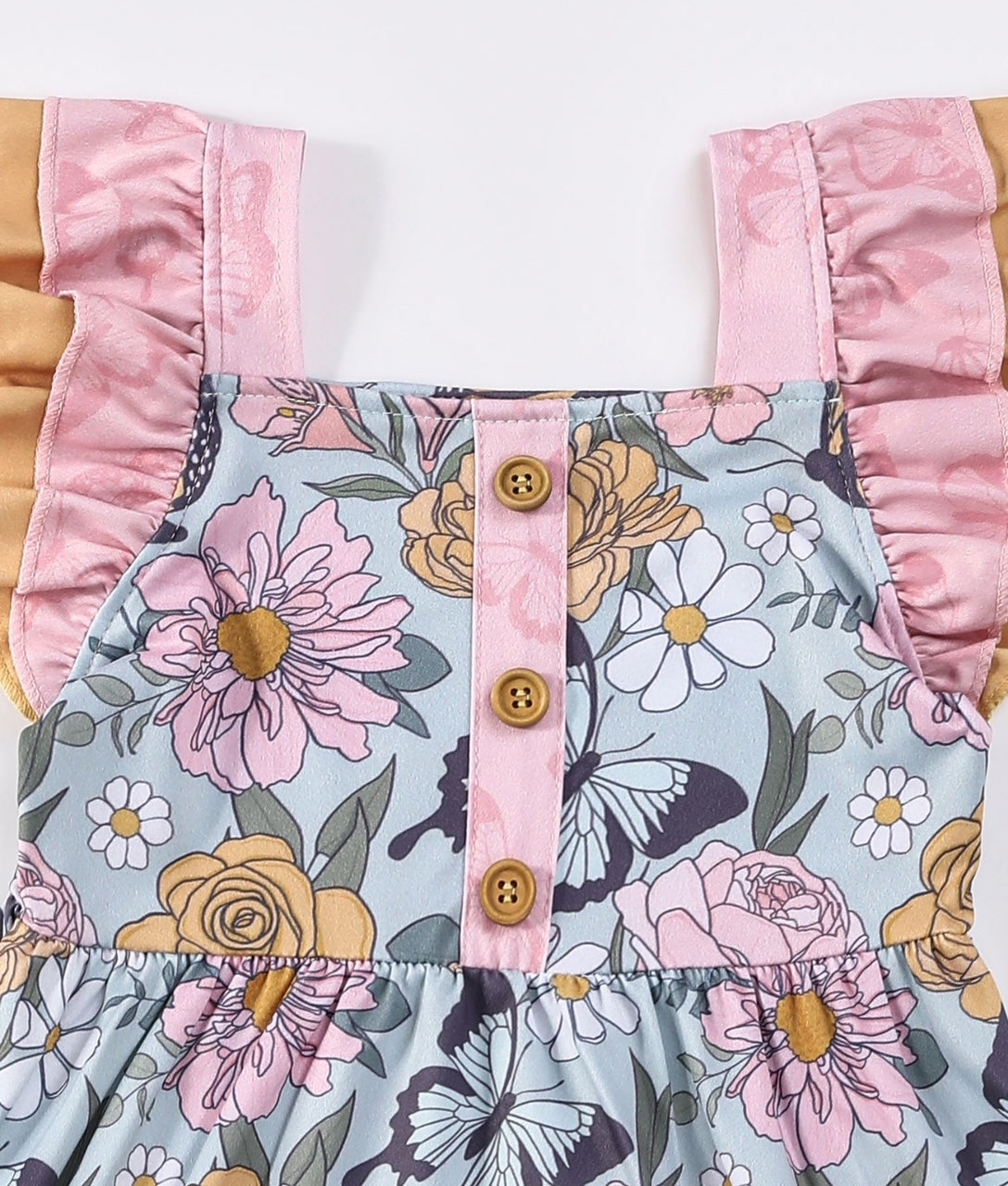Aqua Butterfly Garden Flutter Sleeve Dress