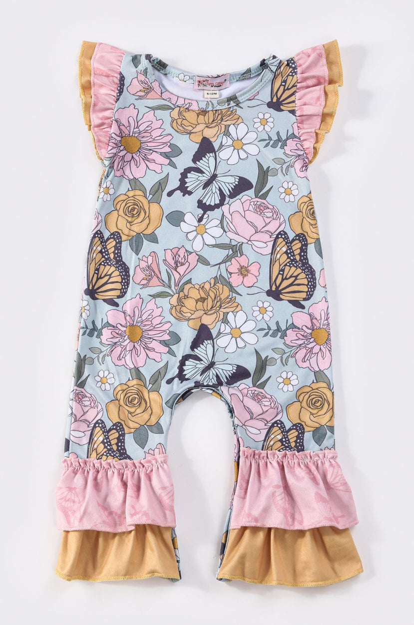 Butterfly Garden Flutter Sleeve girl's Infant romper