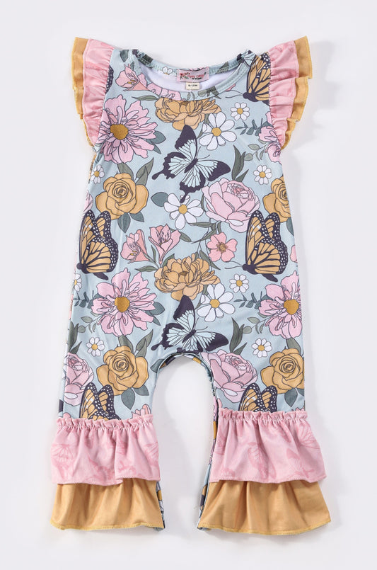Butterfly Garden Flutter Sleeve girl's Infant romper