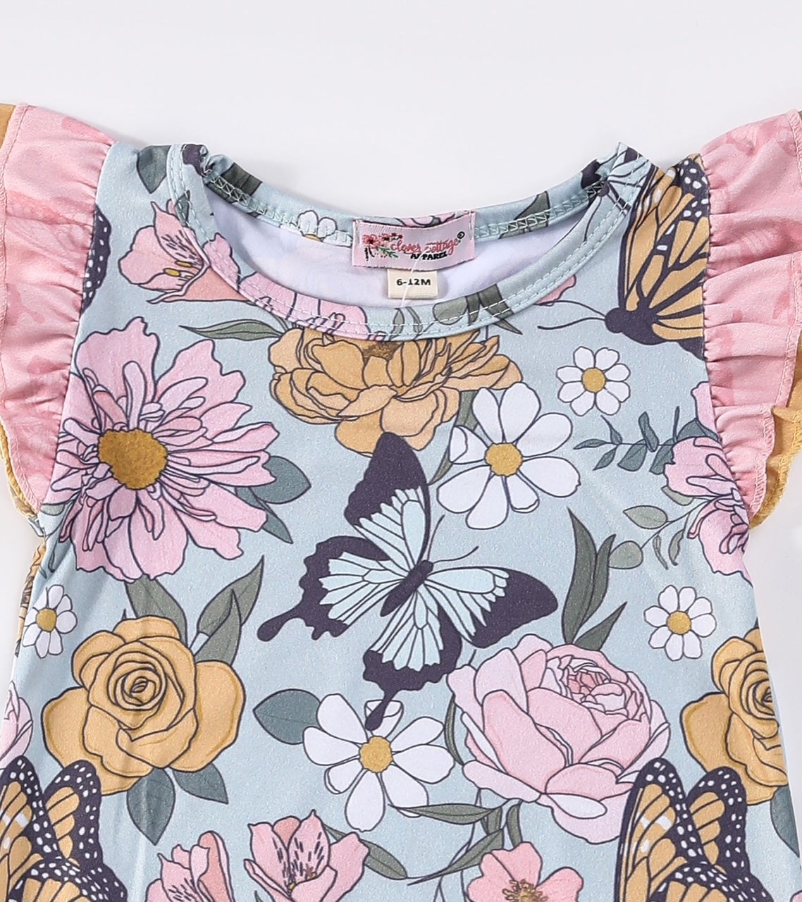 Butterfly Garden Flutter Sleeve girl's Infant romper