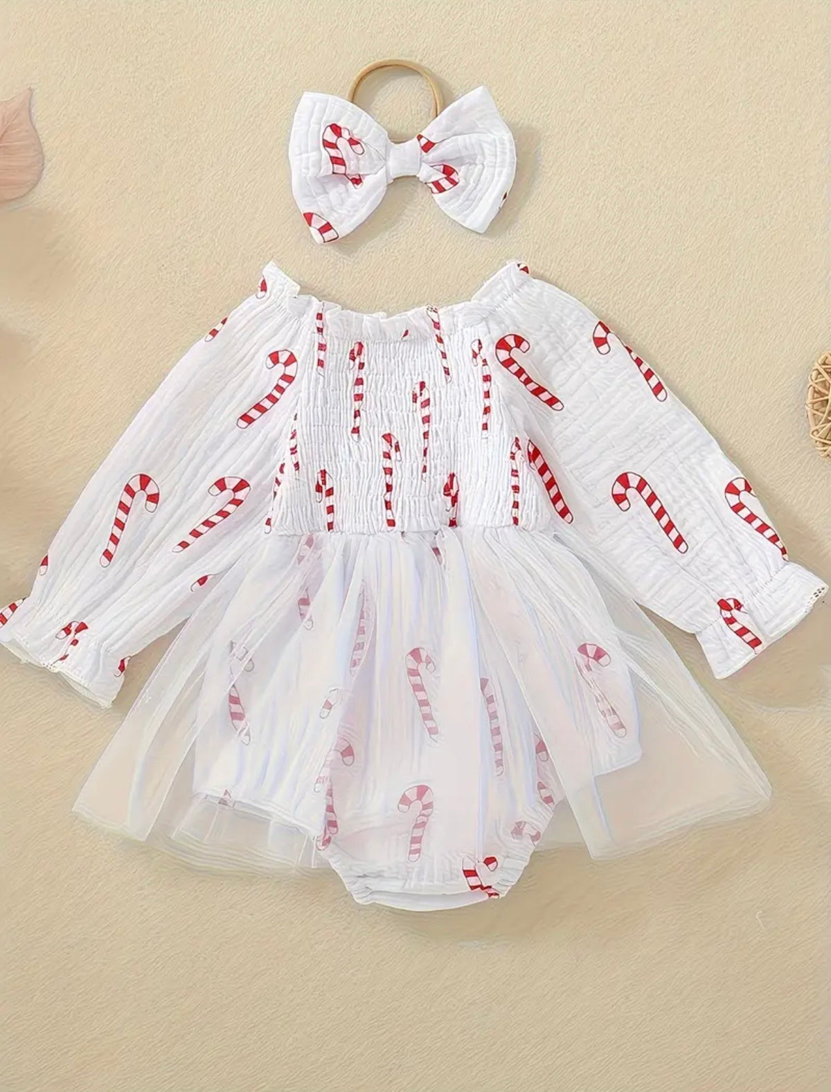 Candy Cane Tulle Romper