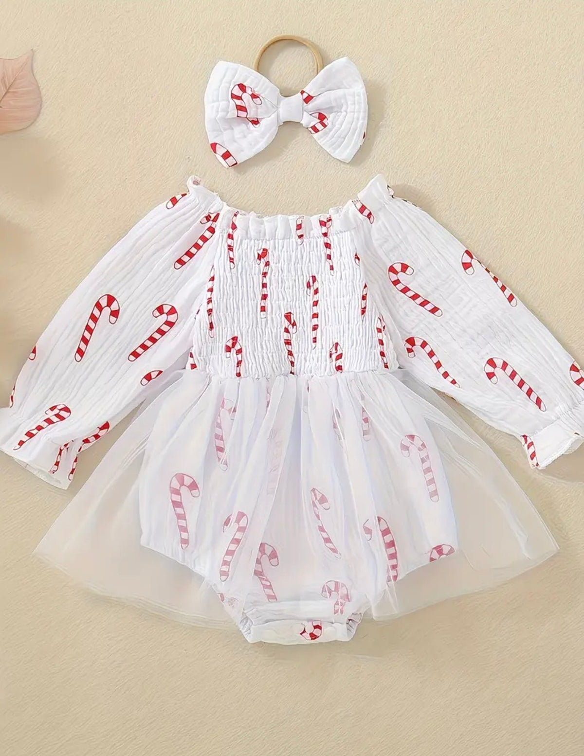 Candy Cane Tulle Romper