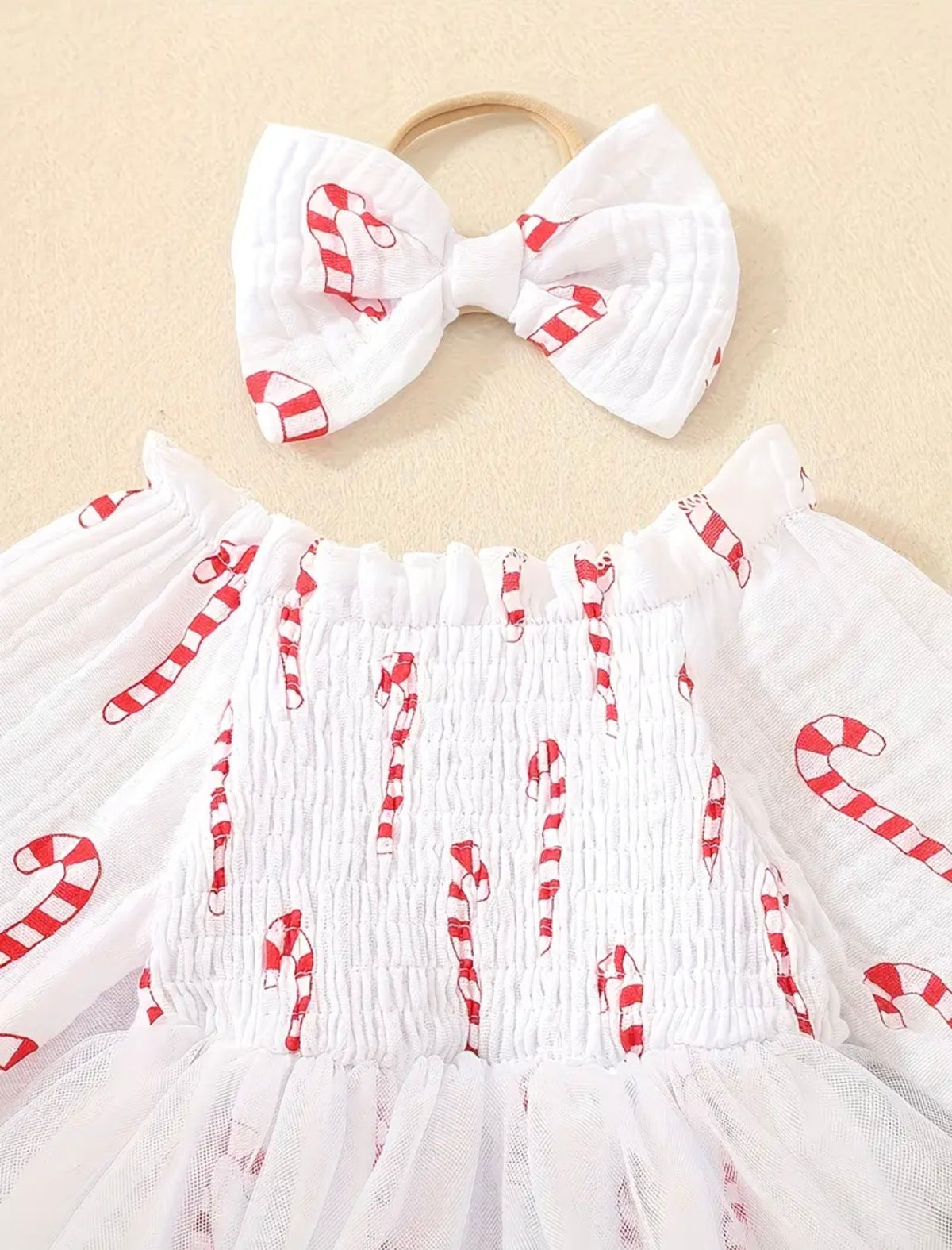 Candy Cane Tulle Romper