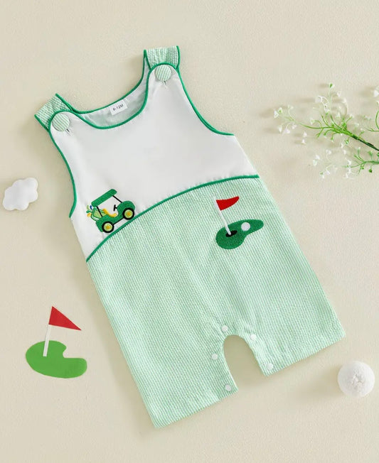 Going Golfing Embroidered Coverall Romper