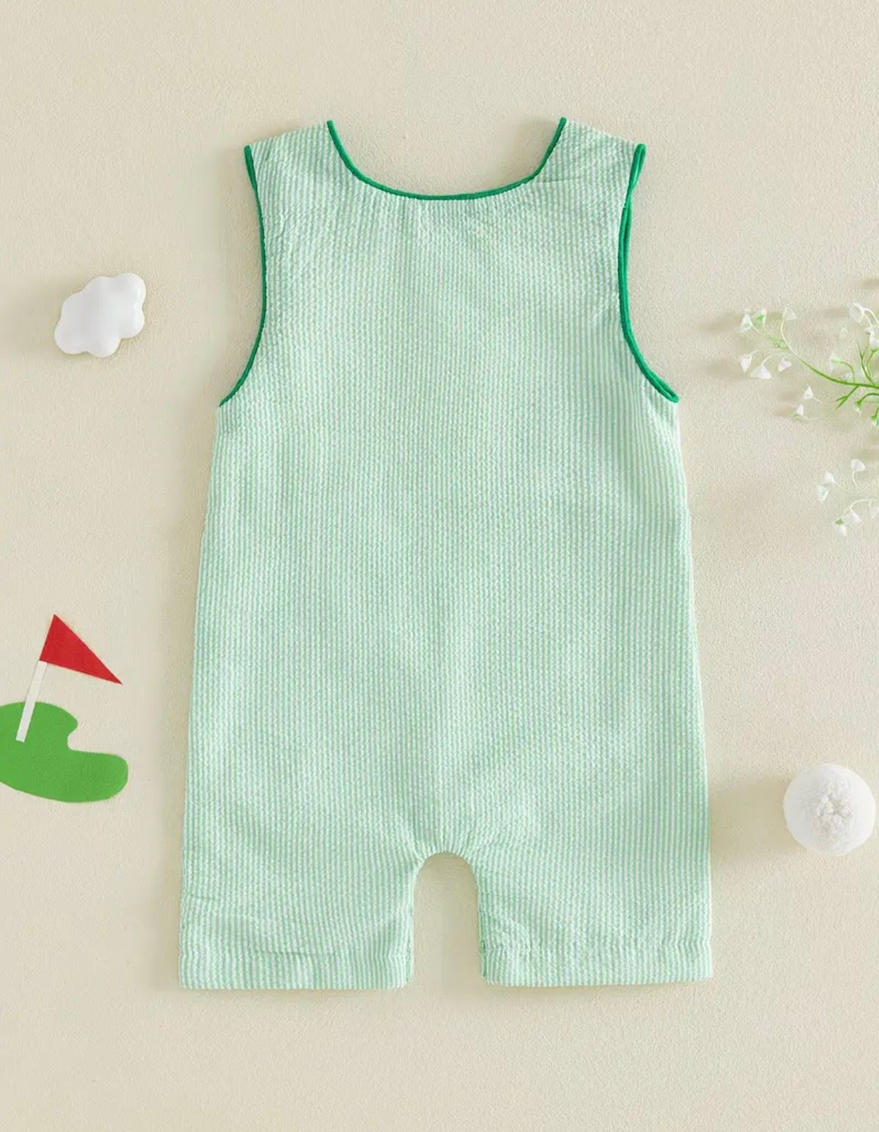 Going Golfing Embroidered Coverall Romper