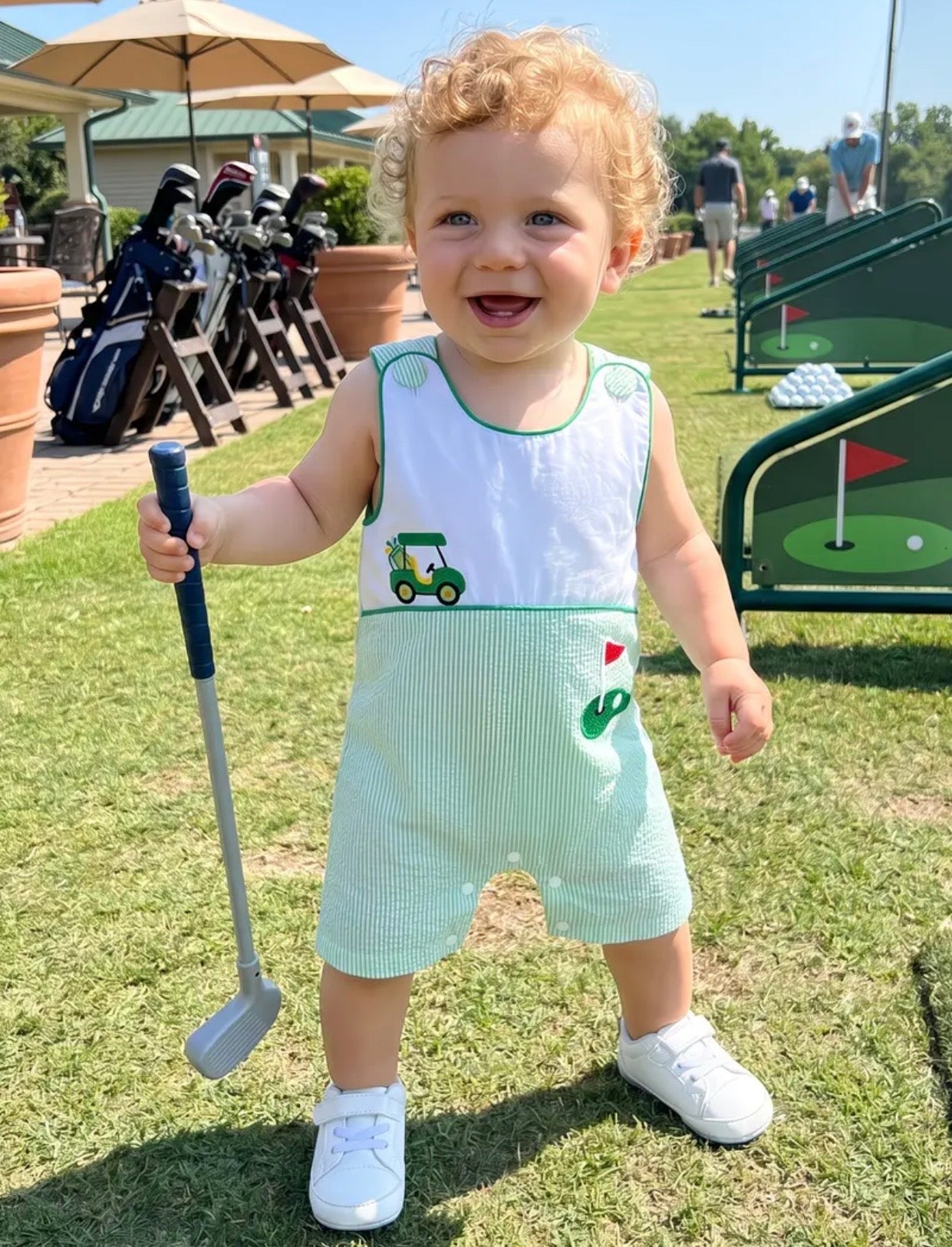 Going Golfing Embroidered Coverall Romper
