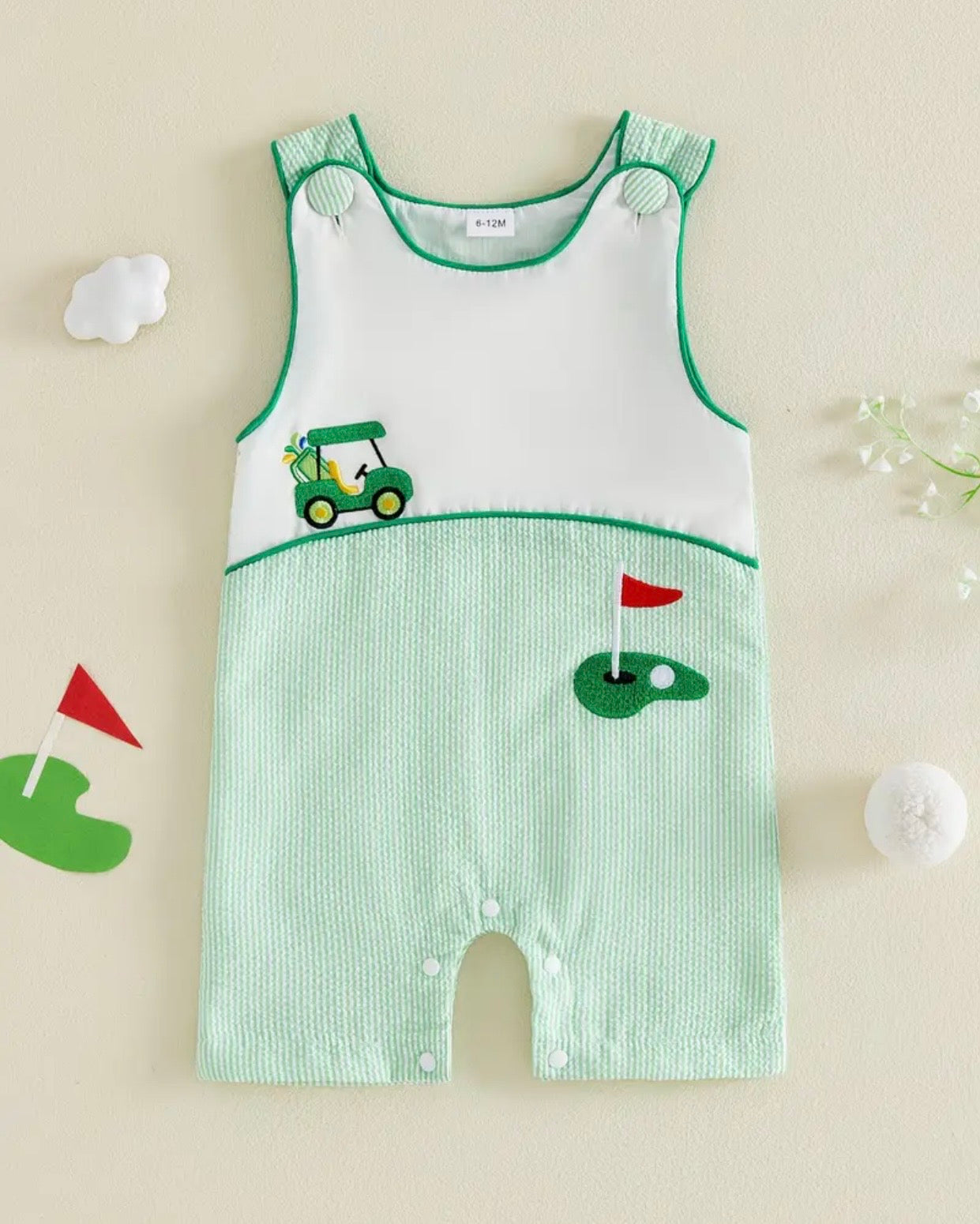 Going Golfing Embroidered Coverall Romper