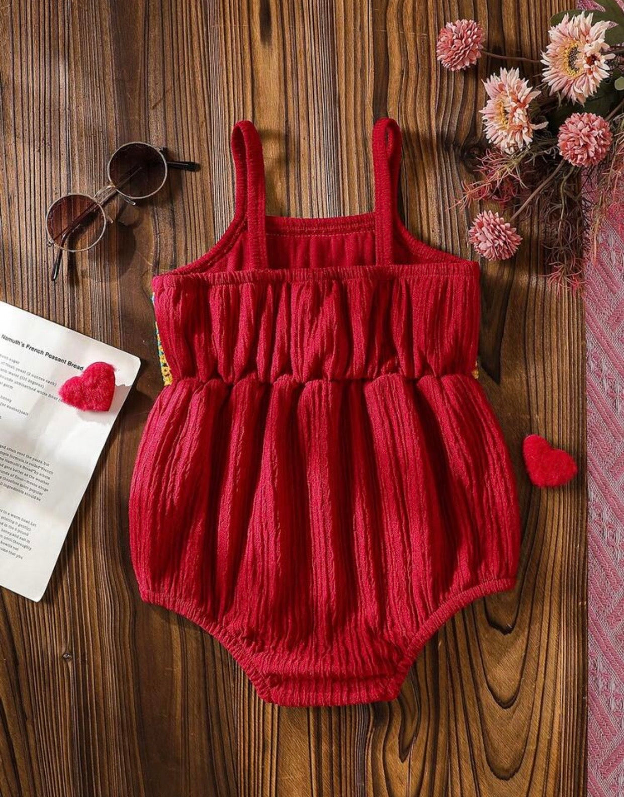 Love in the air color block embroidered bubble romper