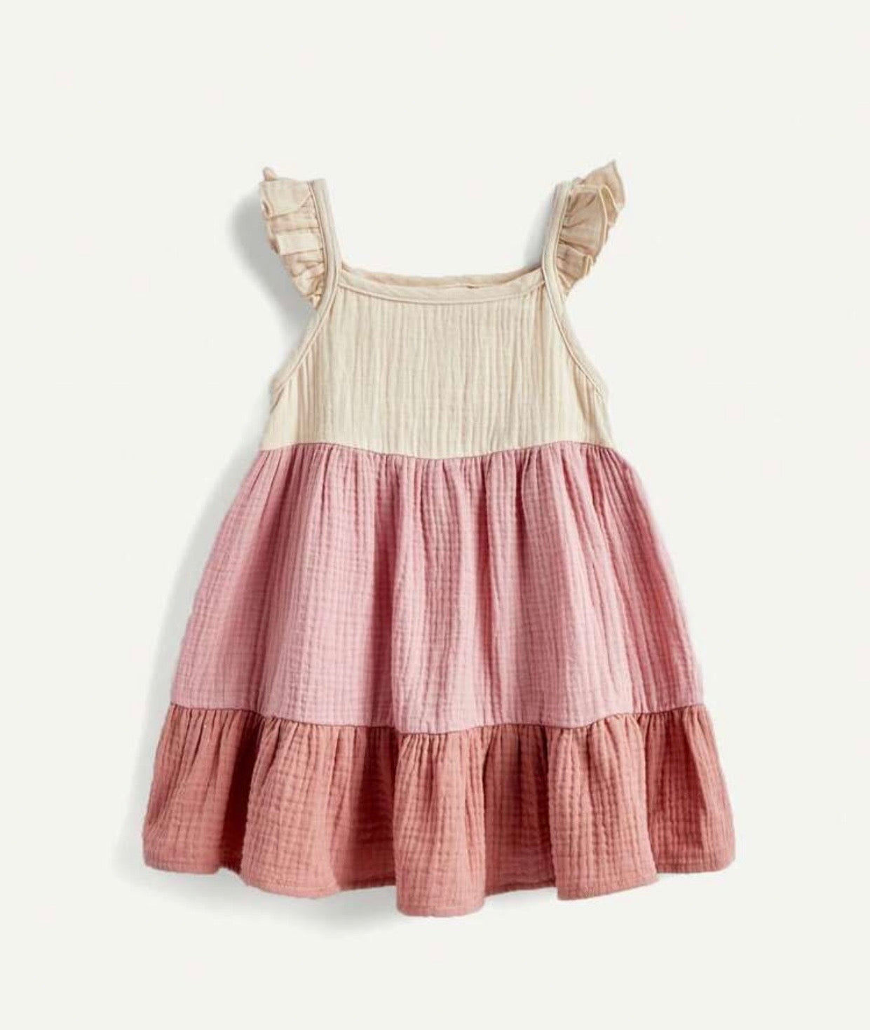 Strawberry Sherbert flutter sleeve dress