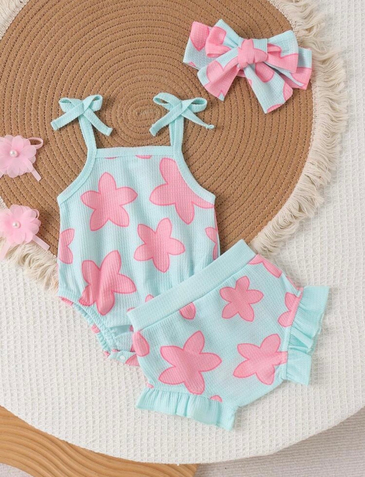 Pink starfish 3-pc Bummie set
