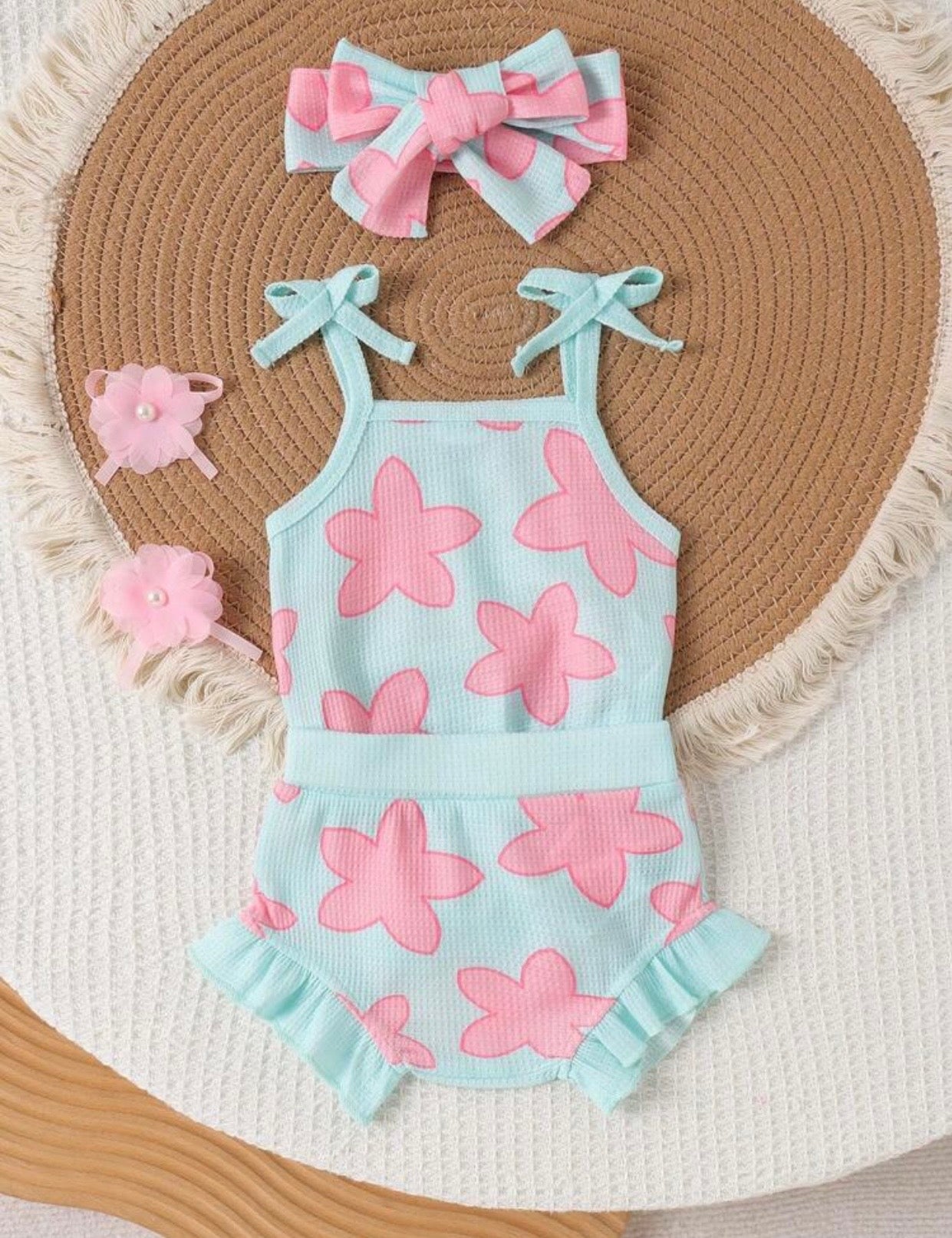 Pink starfish 3-pc Bummie set