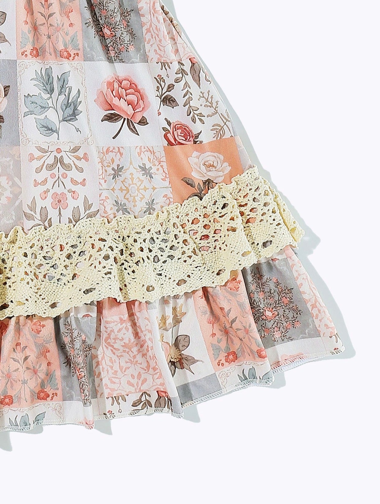 Peachy Patchwork tie back dress
