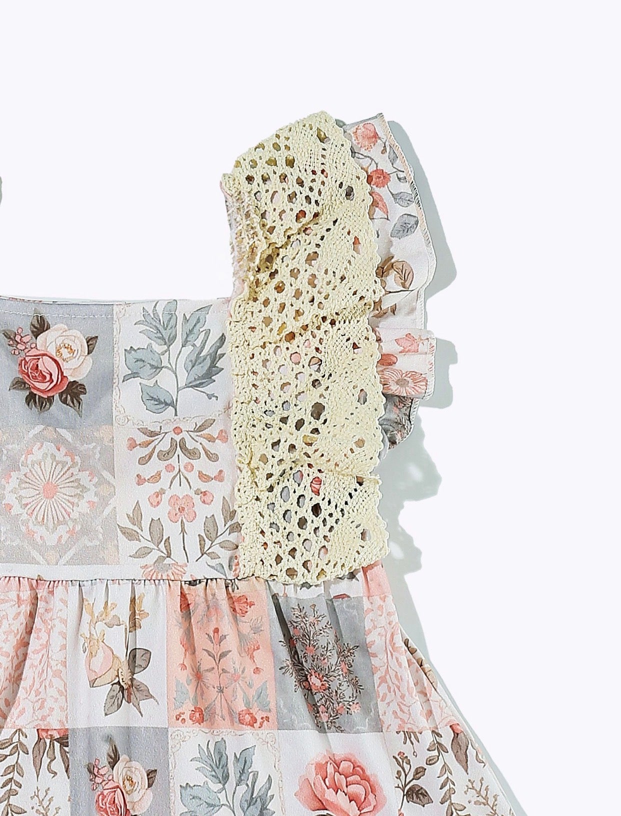 Peachy Patchwork tie back dress
