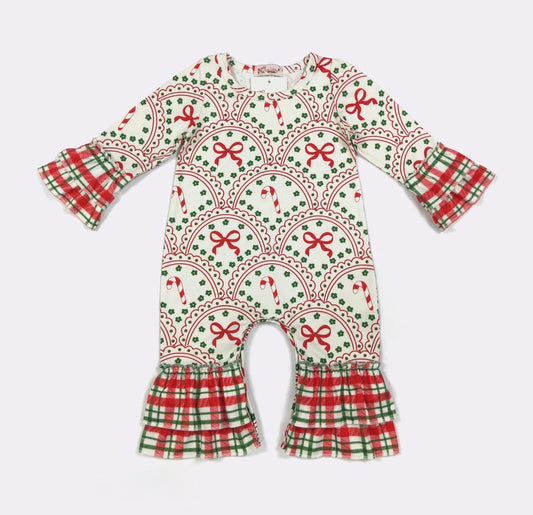 Scallop Candy and Bows Girl's Infant Romper
