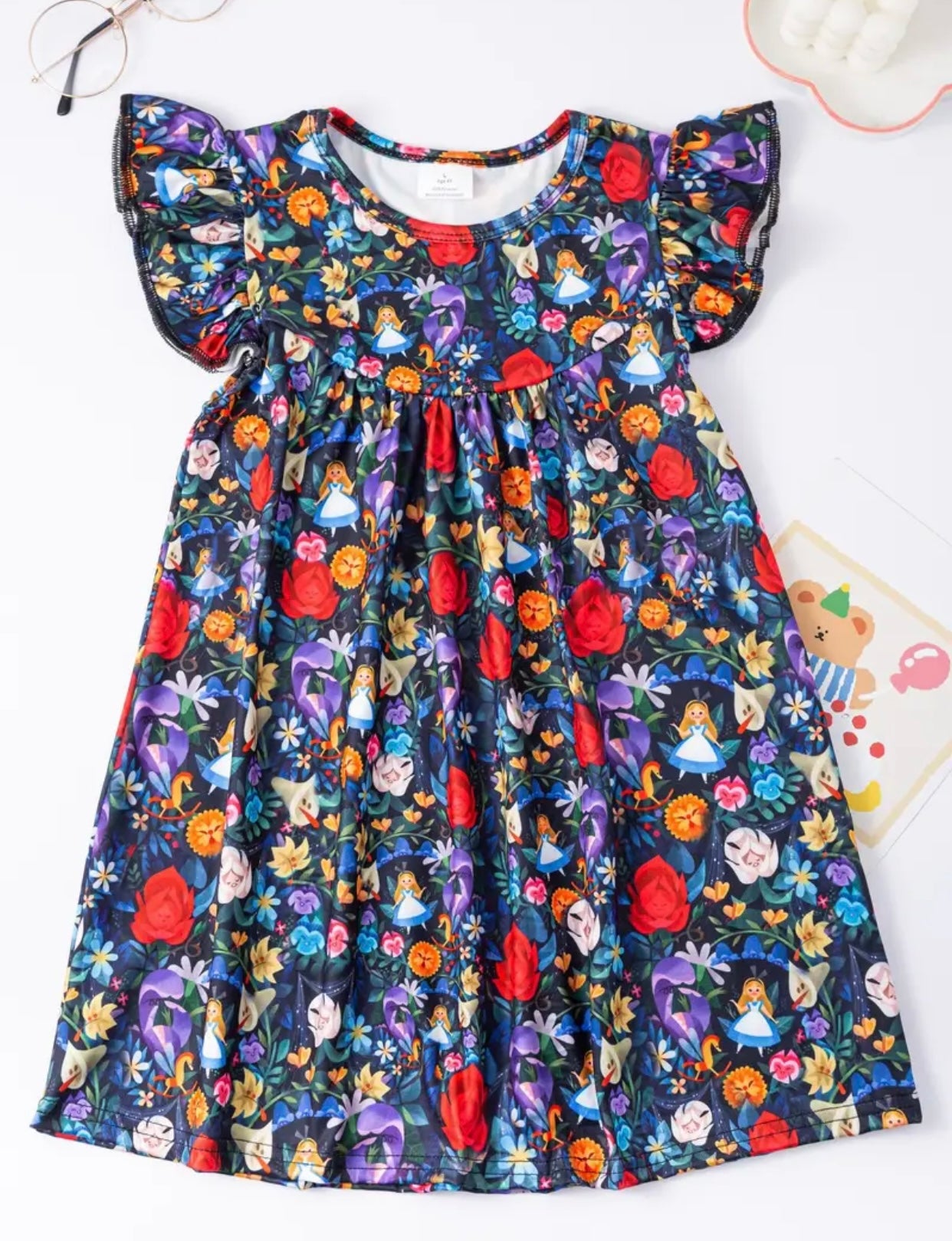 Wonderland Flutter Sleeve-A line Dress