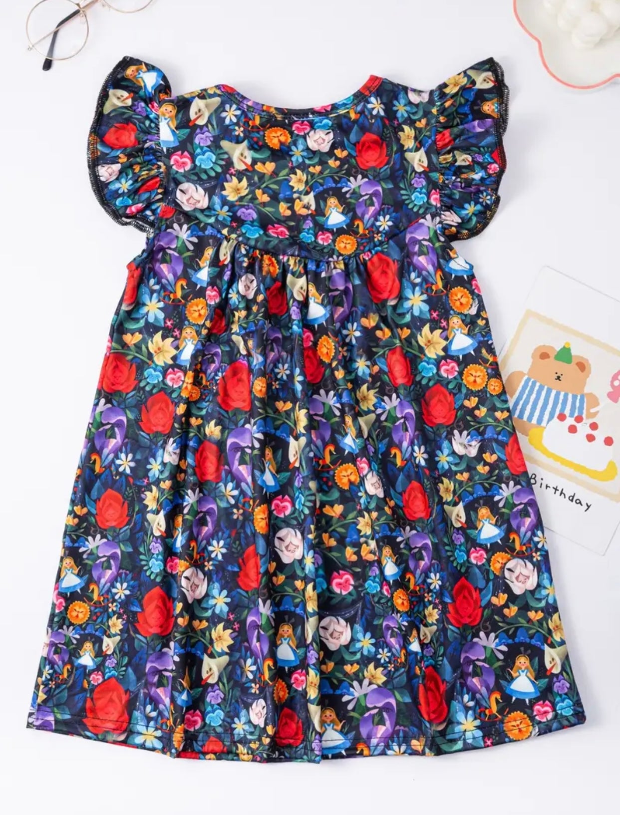 Wonderland Flutter Sleeve-A line Dress