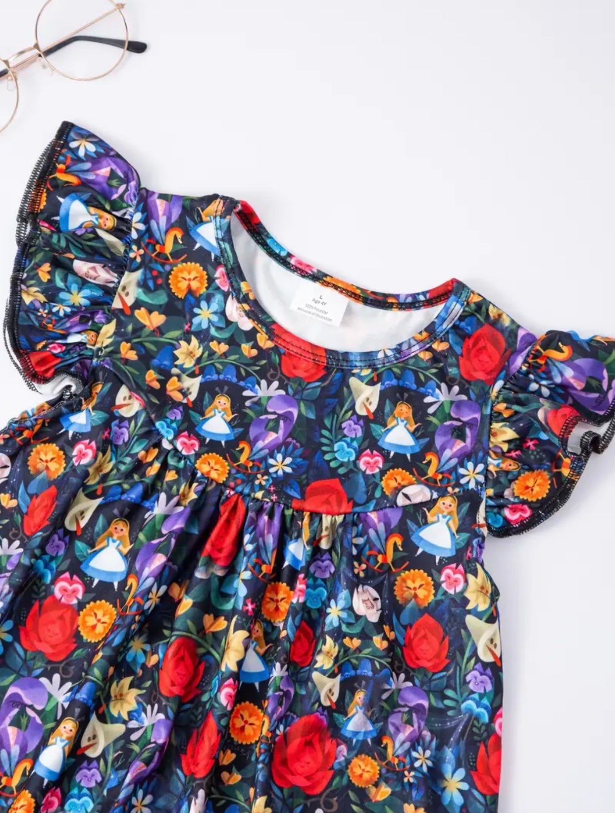 Wonderland Flutter Sleeve-A line Dress