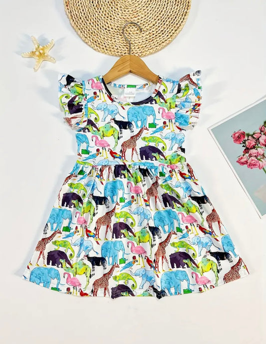 At the Zoo Flutter Sleeve Dress