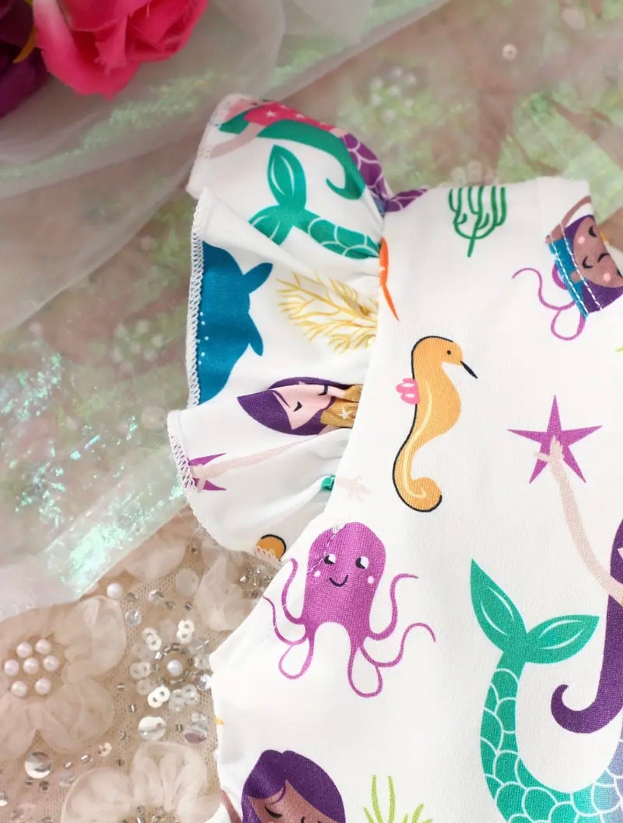 Mermaid Party Flutter Sleeve Dress