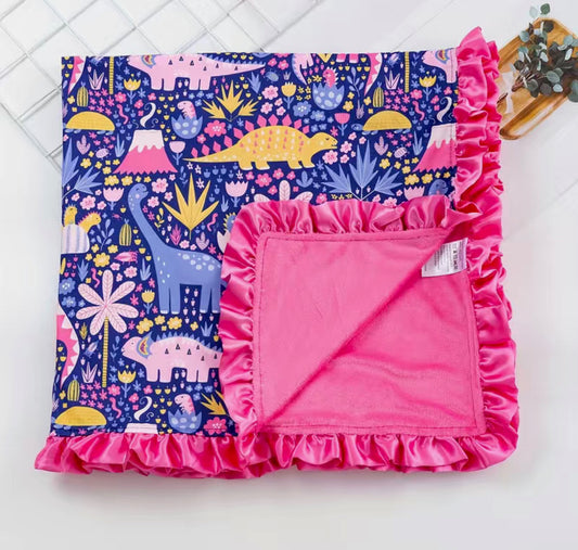 Snuggle up with our Minky Blankets! Ultra-soft and oh-so-adorable, these luxe blankets have two sizes (30x37 non ruffle and 32x32 with ruffle) and a ton of charming designs to choose from. Plus, they're made of milk silk fabric, so they'll definitely keep your little one warm and cozy. Just one snuggle and you'll be hooked! 