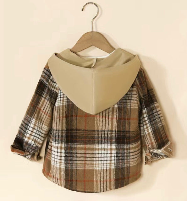 Plaid Hooded Long Sleeve Shirt/Jacket