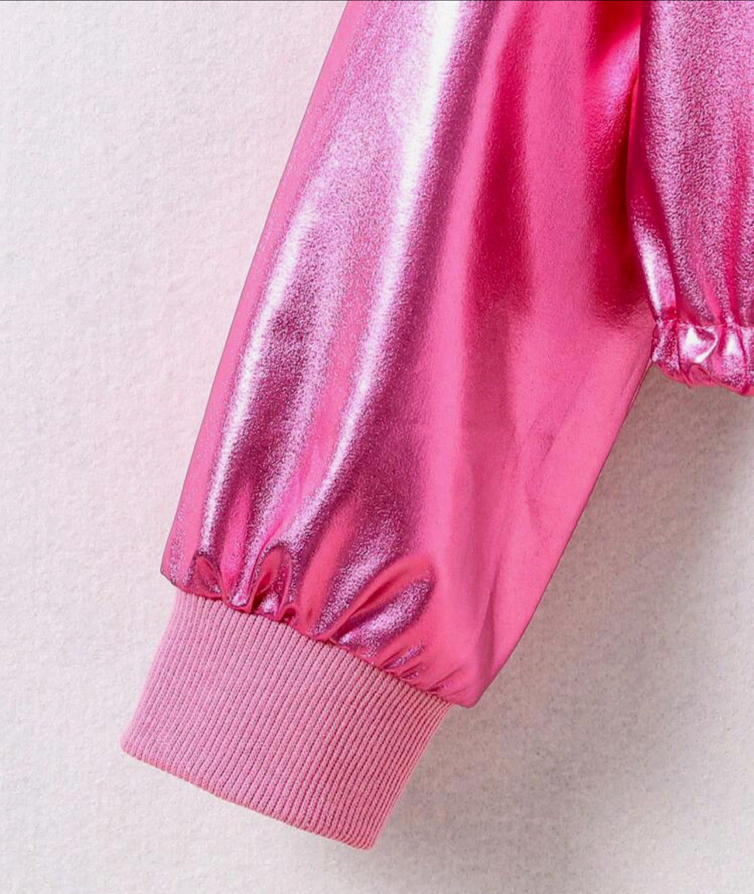 Pink Passion Metallic Long Sleeve Crop Top