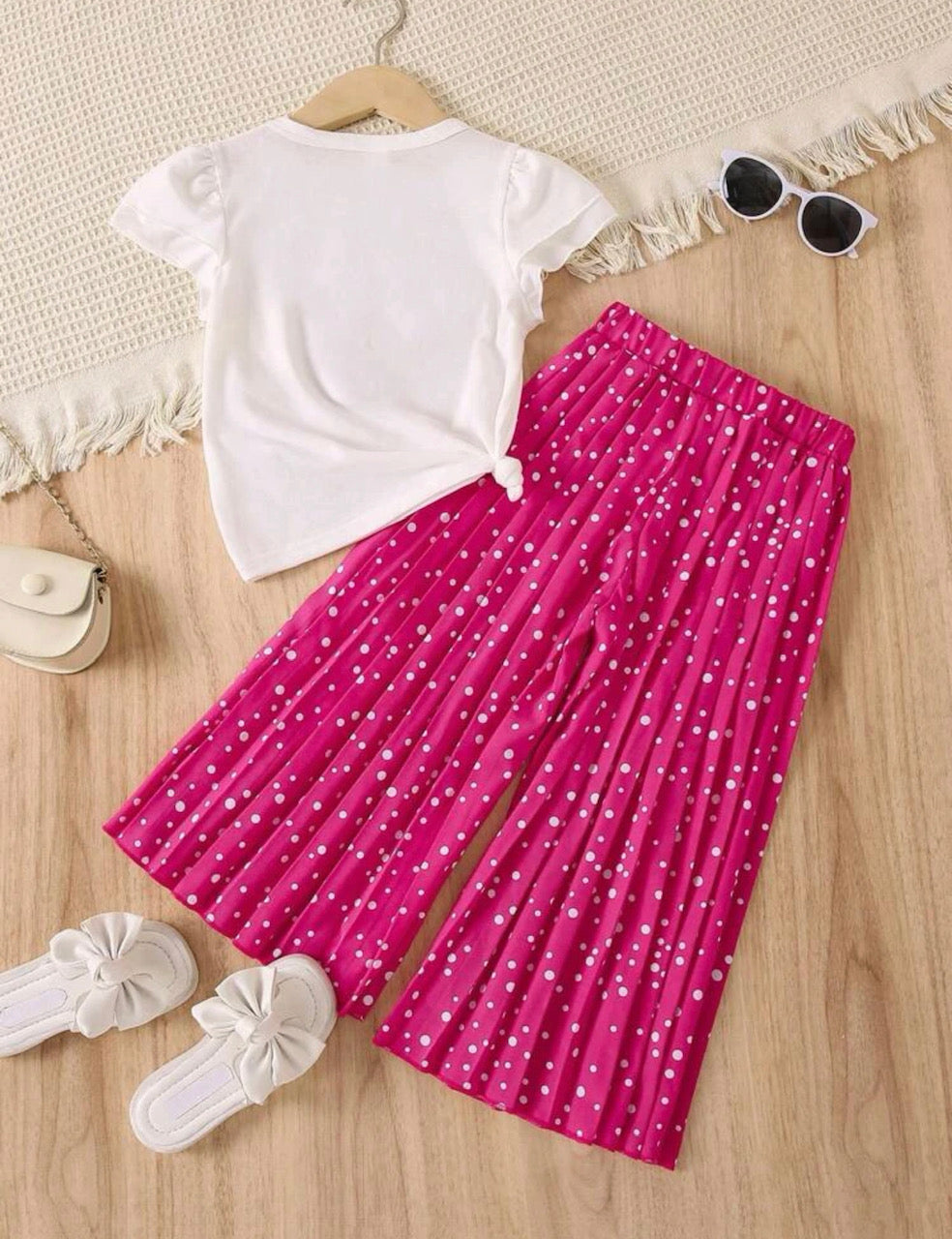 Hot Pink Polk-a-Tude 2 Piece Pant Set