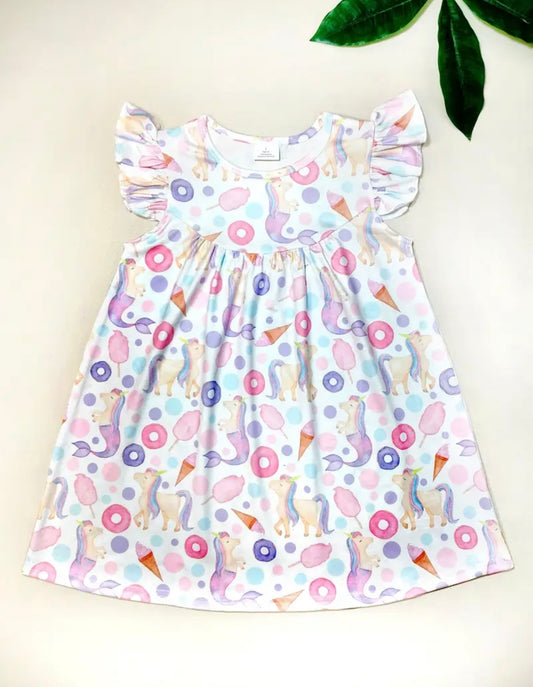 Pastel Party Flutter Sleeve Dress