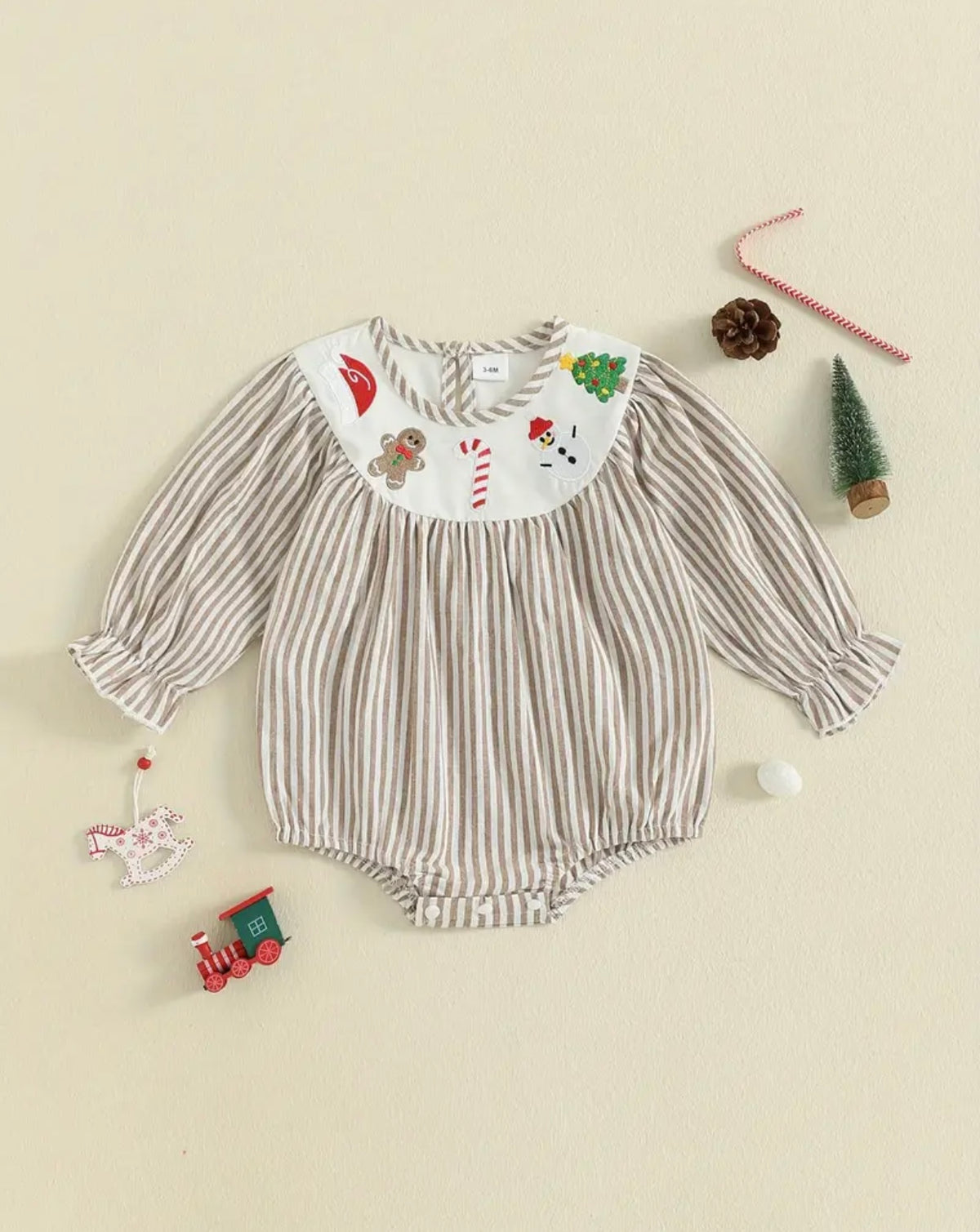 Holiday Fest Smocked-embroidered bubble romper