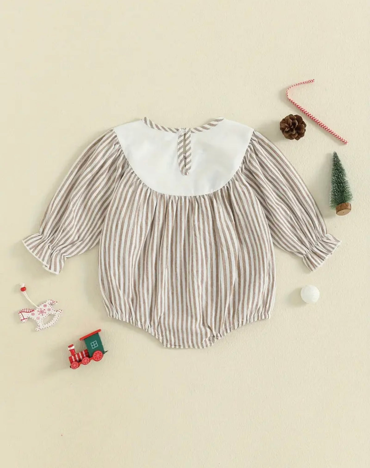 Holiday Fest Smocked-embroidered bubble romper