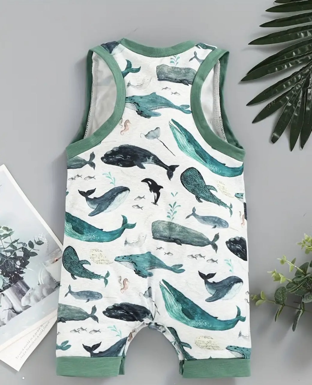 Whale of a time sleeveless shorty romper
