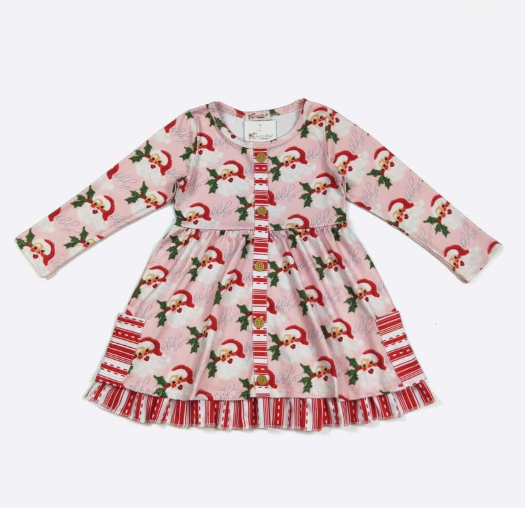 Ho Ho Ho Santa Long Sleeve Girl's Dress