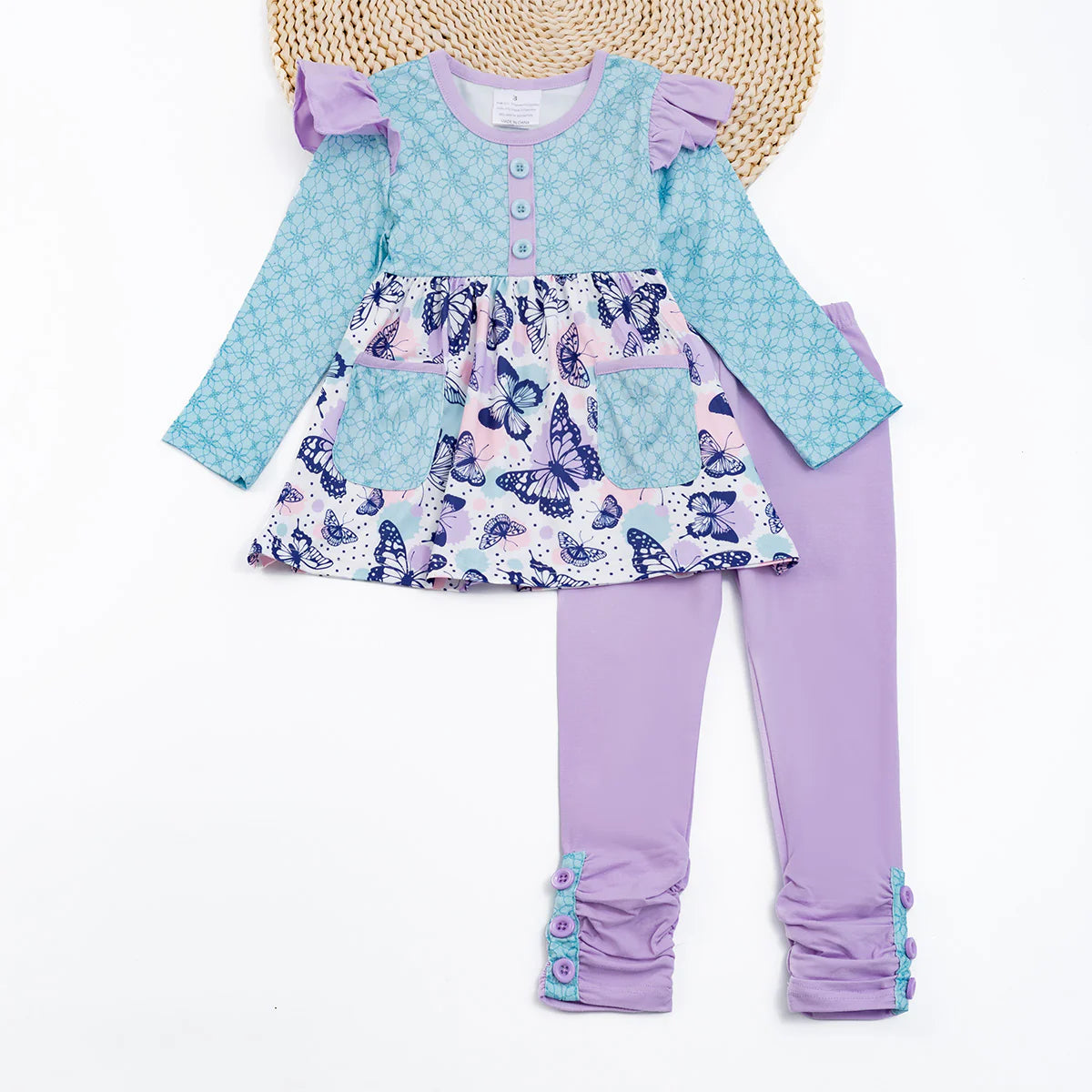 Playful Butterflies 2-Pc Pant Set