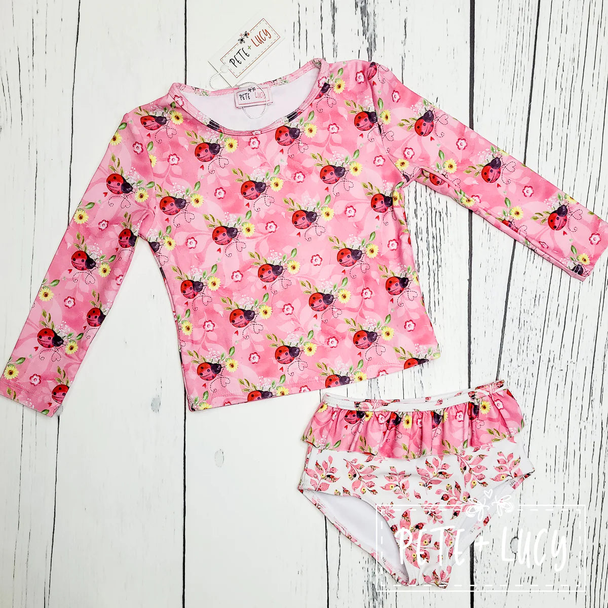 Sweet Ladybug rashguard 2-piece swimsuit