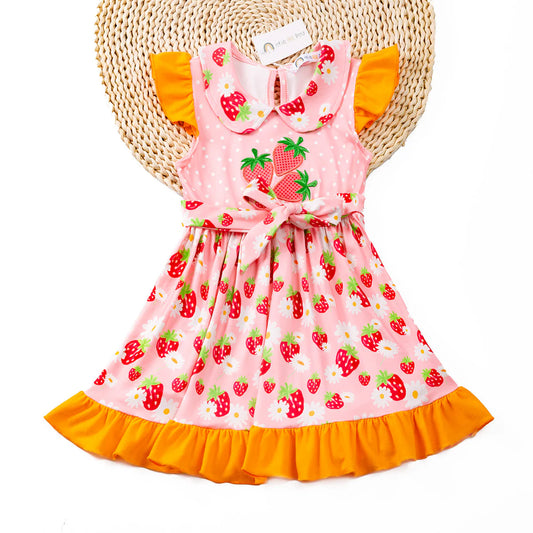 Strawberry Delight Sweet Flutter Ruffle Dress
