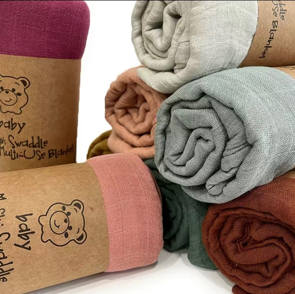 Cozy up your baby with our ultra-soft Muslin Swaddle Blankets! Crafted from airy muslin for maximum breathability, these multi-use swaddlers will keep your baby snug and comfy while feeling like they're in a big hug! Available in a range of colors, these beauties are sure to keep your little one perfectly wrapped up!