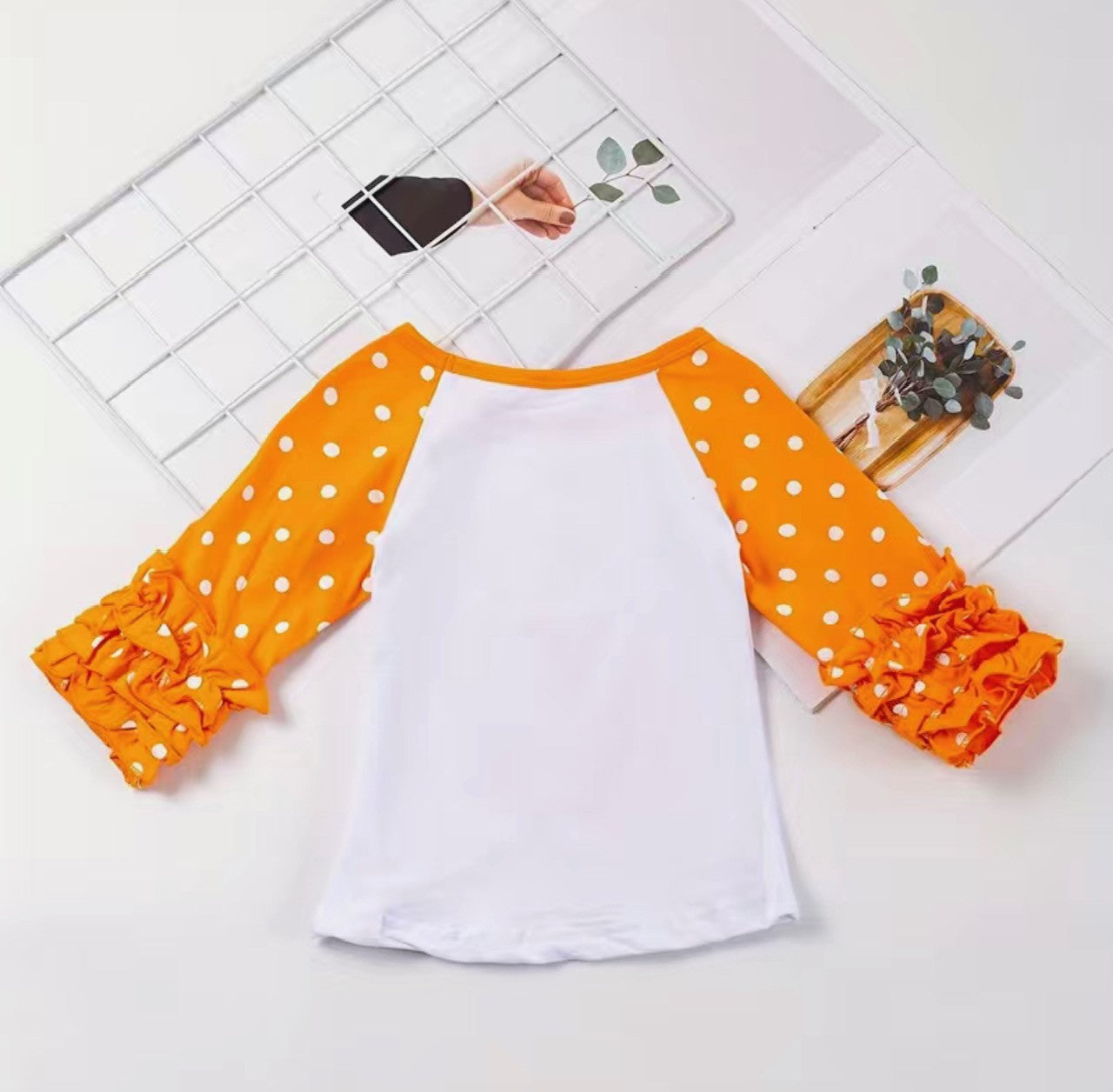 Pumpkin Unicorn Ruffle Raglan Shirt