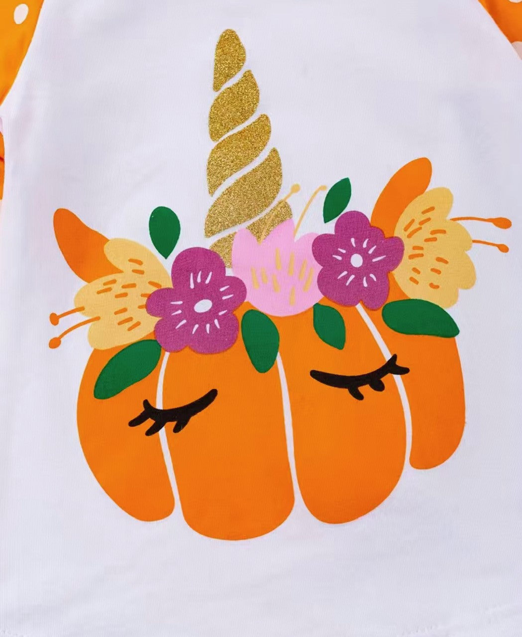 Pumpkin Unicorn Ruffle Raglan Shirt