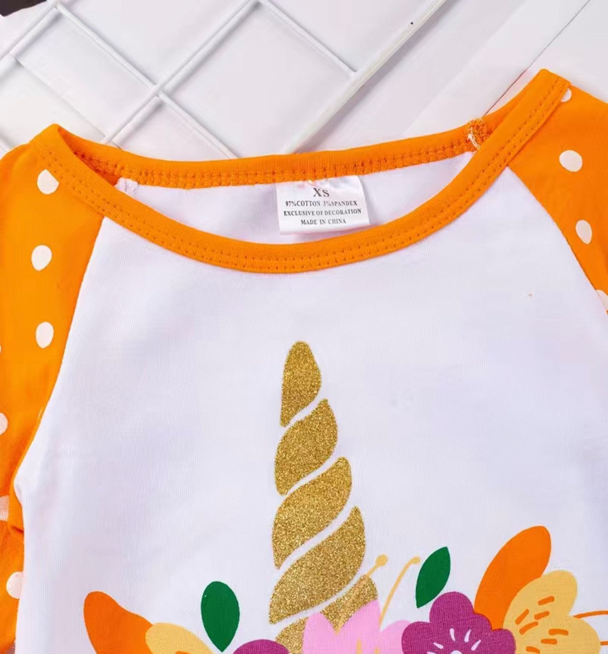 Pumpkin Unicorn Ruffle Raglan Shirt