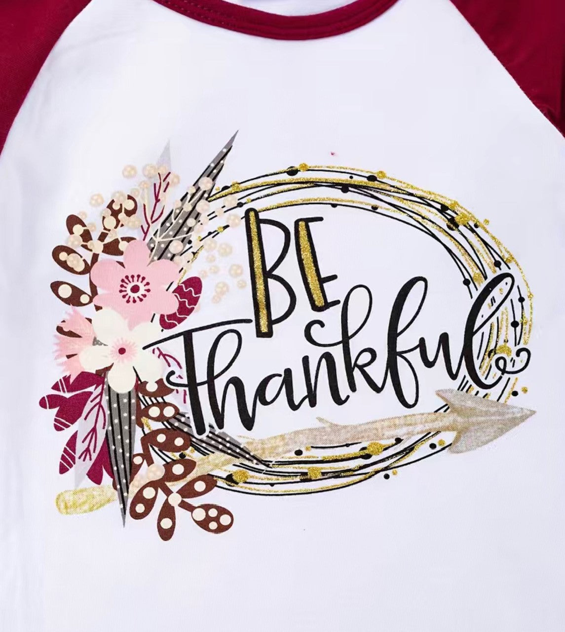 Be Thankful Ruffle Raglan Shirt