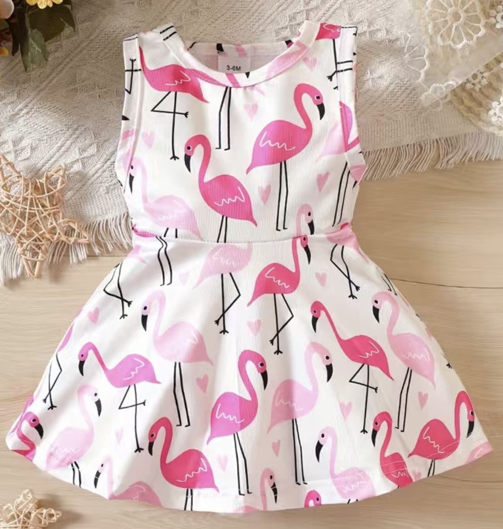 Flamingo Love- Sleeveless Dress
